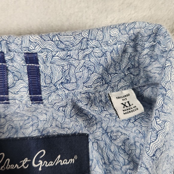 Robert Graham Long Sleeve Shirt‎ SOLIS XL Navy Blue Abstract Weave Pattern - Picture 3 of 9